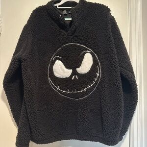 Disney Nightmare  Before  Christmas Sz: XL Jack Skellington  Black Fuzzy Sweater